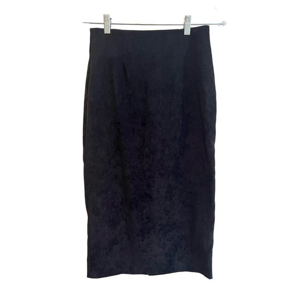 Vintage Midi Suede Black Pencil Skirt Size: Medium Made in the USA - Picture 1 of 6